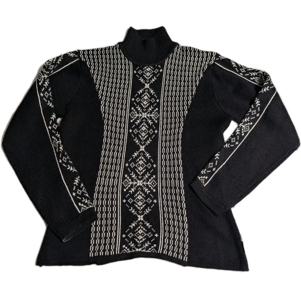 Obermeyer Patti Sweater Womens L Nordic Fair Isle Ski Mock Neck Wool Blend‎